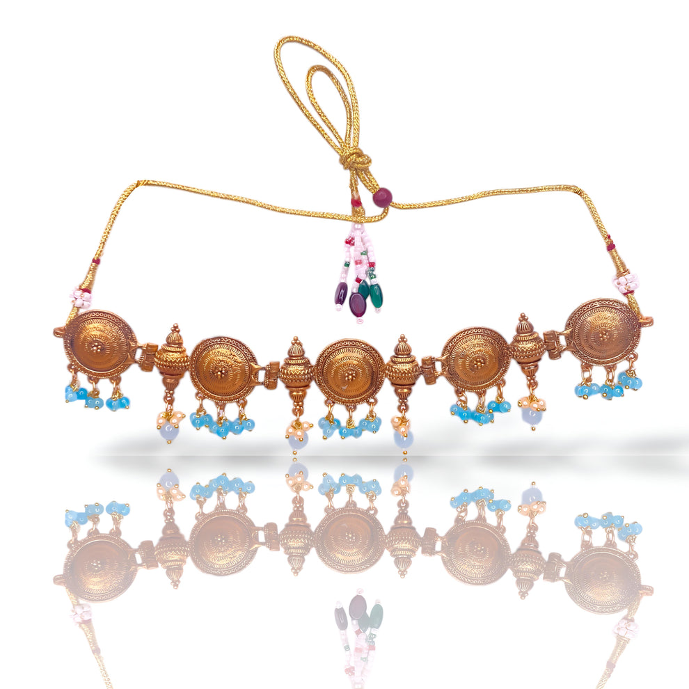 Sky Blue Stone Choker Necklace Set