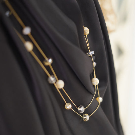 Beautiful Pearl and Crystal Beads Necklace