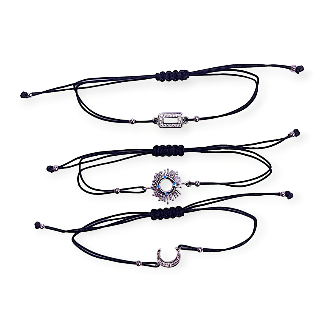 3 Pcs Best Friend Bracelets white Gold plated