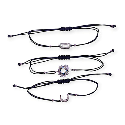 3 Pcs Best Friend Bracelets white Gold plated