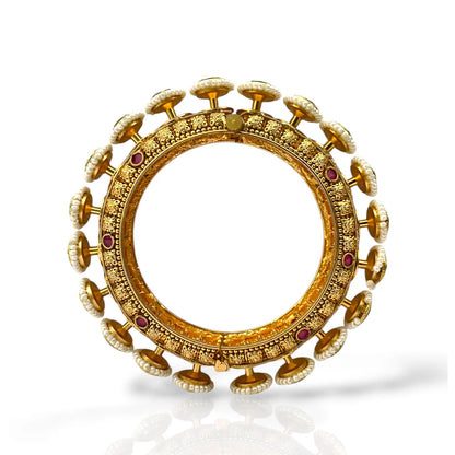 Traditional Green Kundan Rajwada Bangles